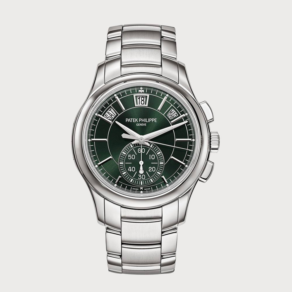 Patek Philippe Flyback Chronograph Annual Calendar With Green Dial In Stainless Steel