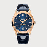 Annual Calendar Moon Phases With Blue Baguette Diamond Set Dial In Rose Gold
