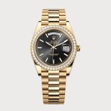 Day-Date 40 With Sundust Black Dial & Diamond Set Bezel In Yellow Gold