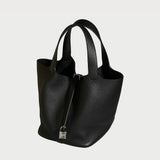 Picotin Lock 22 Black With Palladium Hardware In Clemmence Leather