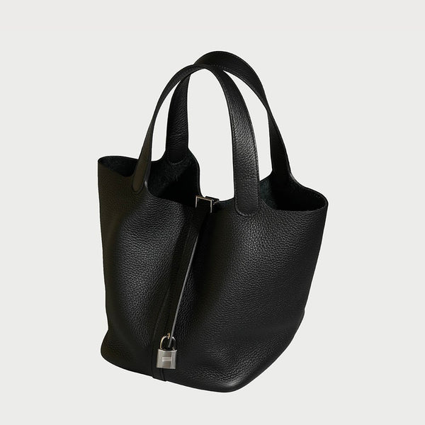 Hermès Picotin Lock 22 Black With Palladium Hardware In Clemmence Leather