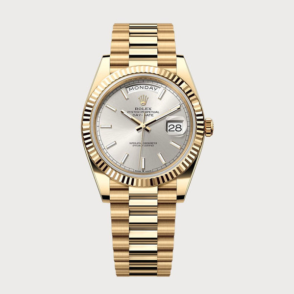 Rolex Day-Date 40 Silver In Yellow Gold