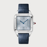 Santos Dumont Extra Large In Platinum On A Leather Strap