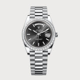 Day-Date 40 Sundust Black Dial With Baguette Diamond Bezel In Platinum
