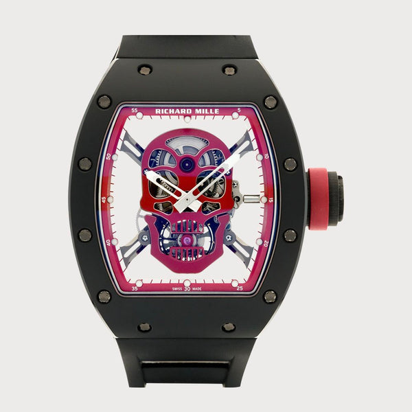 Richard Mille Rm52-01 Red Skull Tourbillon In Black Tzp Ceramic With Red Skull
