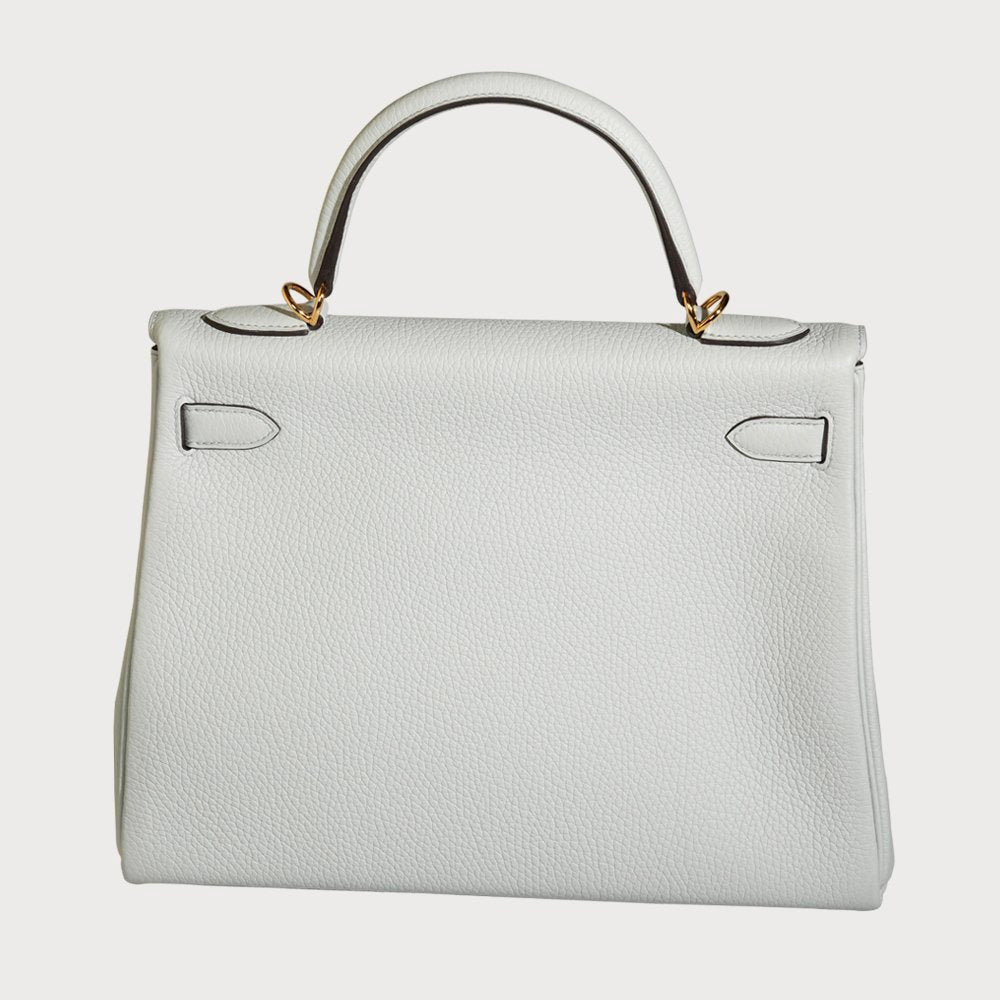 Hermès Hermes Kelly 32 Blue Pale With Gold Hardware In Taurillon Clemmence Leather - view 3