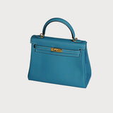 Kelly 25 Blue Jean With Gold Hardware In Togo Leather