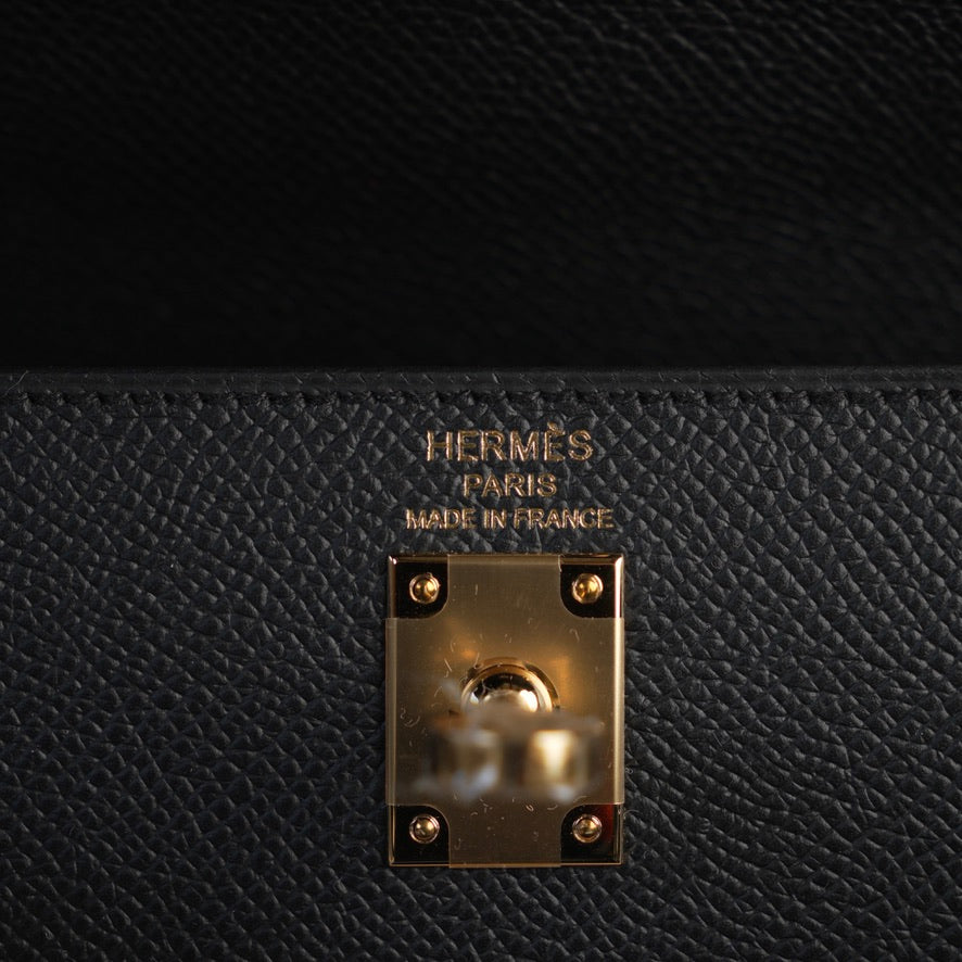 Hermes Kelly 25 Black GHW Epsom Sellier