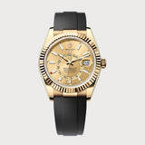 Sky-Dweller With Champagne Dial On Oysterflex In Yellow Gold