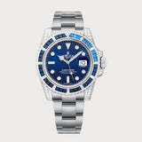 Submariner Ocean Blue In White Gold With Blue Sapphires & Diamonds