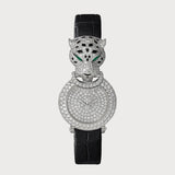 La Panthère 23.6mm Fully Diamond Set In White Gold On A Leather Strap