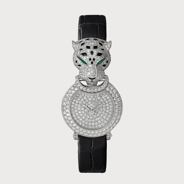 Cartier La Panthère 23.6mm Fully Diamond Set In White Gold On A Leather Strap