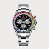 Daytona Rainbow Sapphires In White Gold With Diamond Set Case
