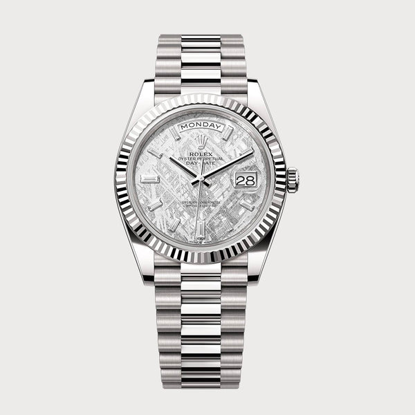 Rolex Day-Date 40 Meteorite With Baguette-Cut Diamonds In White Gold