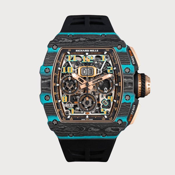 Richard Mille Rm11-03 Ultimate Edition Flyback Chronograph In Carbon Tpt & Quartz Tpt In Turquoise