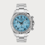 Daytona Arabic Ice Blue Dial With Baguette-Cut Diamond Bezel In Platinum