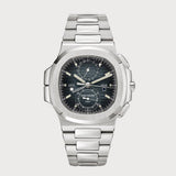 Nautilus Flyback Chronograph Travel Time With Black Dial In Stainless Steel