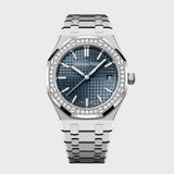 Royal Oak 34 In Steel With Blue Dial & Diamond Set Bezel