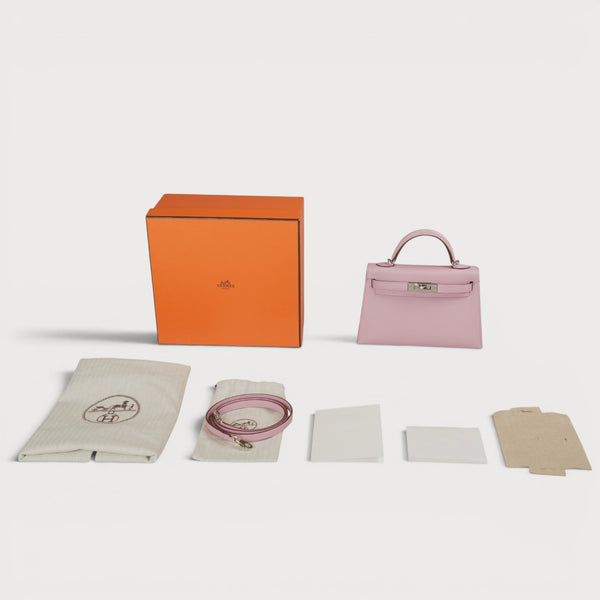 Hermes Mini Kelly 20 Mauve Sylvestre Phw Epsom