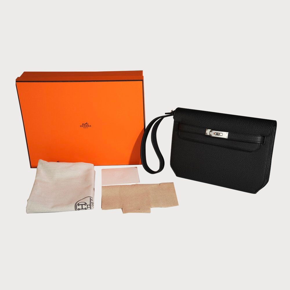 Hermès Kelly Depeche 25 Noir With Palladium Hardware In Togo Leather - view 11