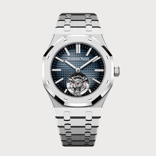 Audemars Piguet Royal Oak 41 Flying Tourbillon In Stainless Steel With Blue Dial