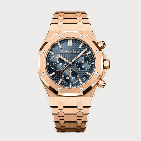 Audemars Piguet Royal Oak 41 Chronograph In Rose Gold With A Blue Dial