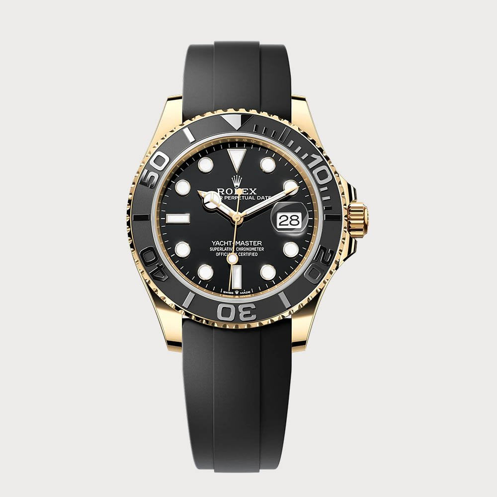 Rolex Yacht-Master 42 In Yellow Gold On Oysterflex