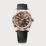 Sky-Dweller Chocolate On Oysterflex In Rose Gold