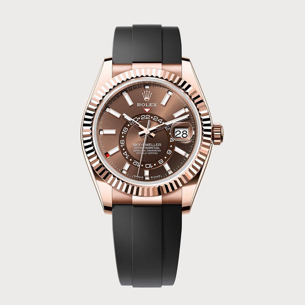 Rolex Sky-Dweller Chocolate On Oysterflex In Rose Gold