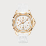 Aquanaut Luce In Rose Gold With White Dial & Diamond Set Bezel