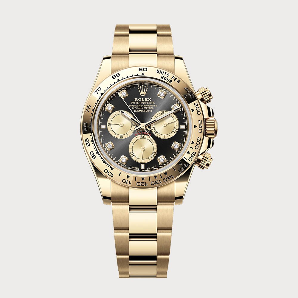 Rolex Daytona In Yellow Gold With Black Sundust Diamond Dial