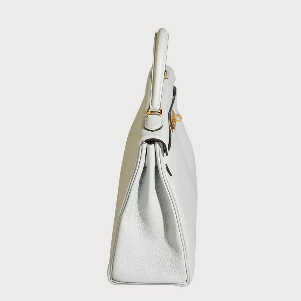 Hermès Hermes Kelly 32 Blue Pale With Gold Hardware In Taurillon Clemmence Leather - view 4
