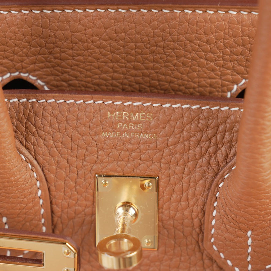 Hermes Birkin 25 Gold Ghw Togo Retourne