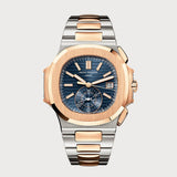 Nautilus Flyback Chronograph With Blue Dial In Rose Gold & Stainless Steel