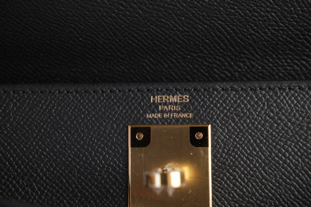 Hermes Kelly 28 Black Ghw Epsom