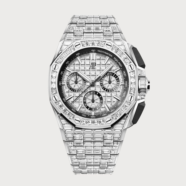 Audemars Piguet Royal Oak Offshore Chronograph Full Baguette Diamond Set On White Gold With Diamond Dial