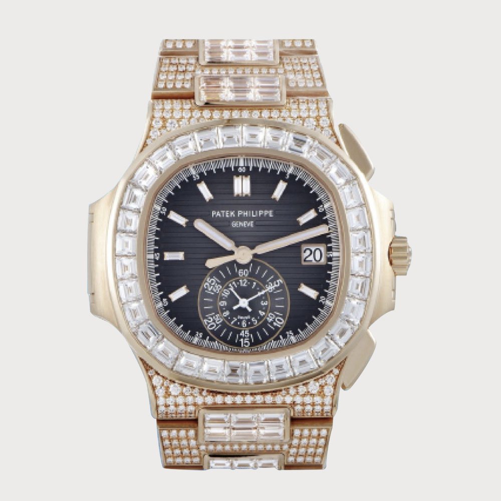 Patek Philippe Nautilus Flyback Chronograph Diamond Set In Rose Gold