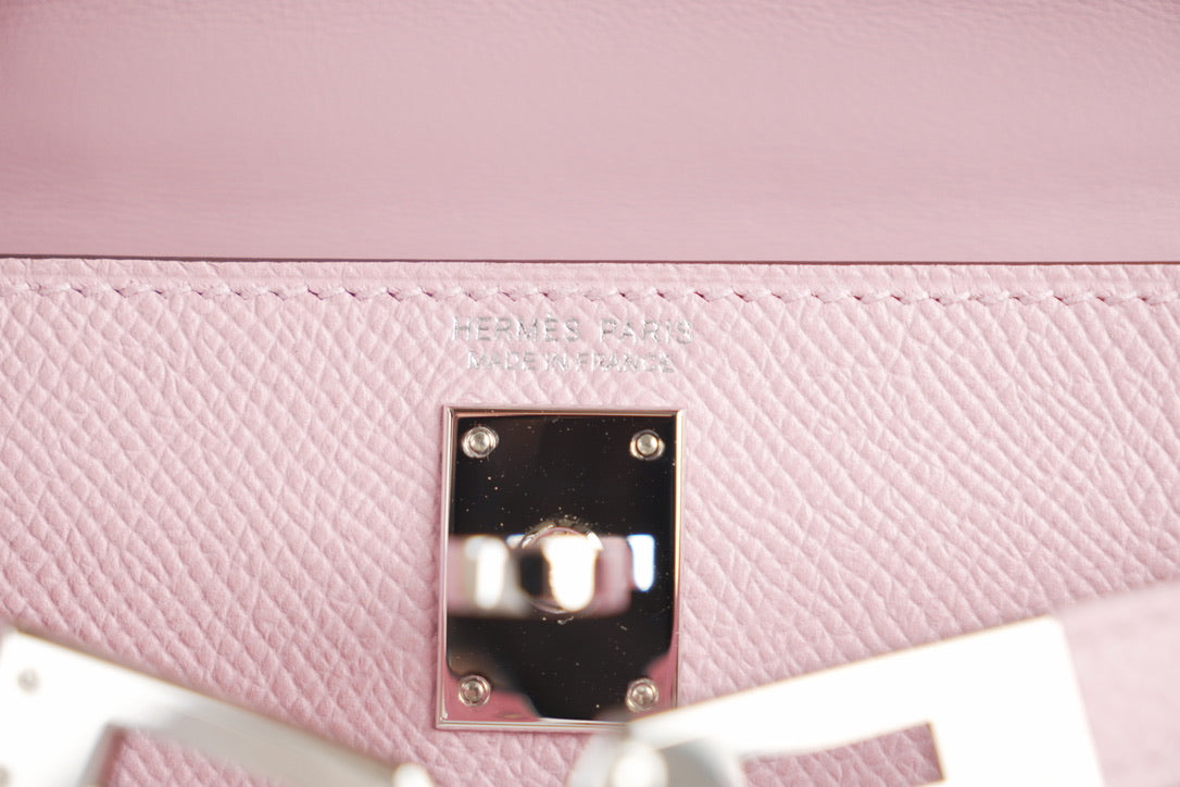 Hermes Mini Kelly 20 Mauve Sylvestre Phw Epsom
