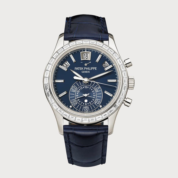 Patek Philippe Annual Calendar Chronograph With Blue Dial And Baguette Diamond Set