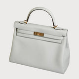 Hermes Kelly 32 Blue Pale With Gold Hardware In Taurillon Clemmence Leather