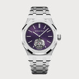 Royal Oak 37 Flying Tourbillon Extra Thin In Stainless Steel With Purple Dial