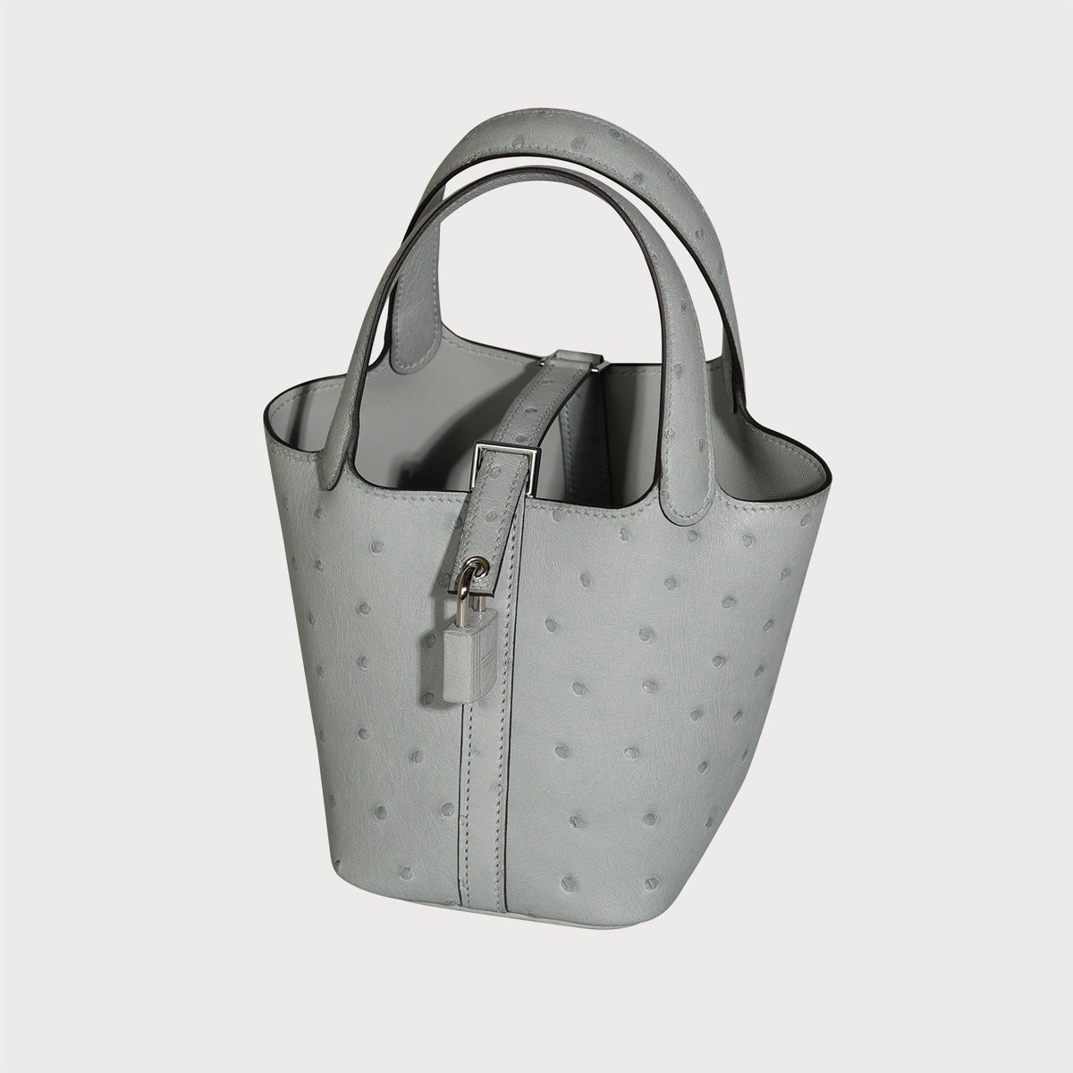 Hermès Picotin Micro 14 Blue Glacier With Palladium Hardware In Ostrich Leather