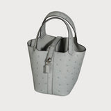 Picotin Micro 14 Blue Glacier With Palladium Hardware In Ostrich Leather
