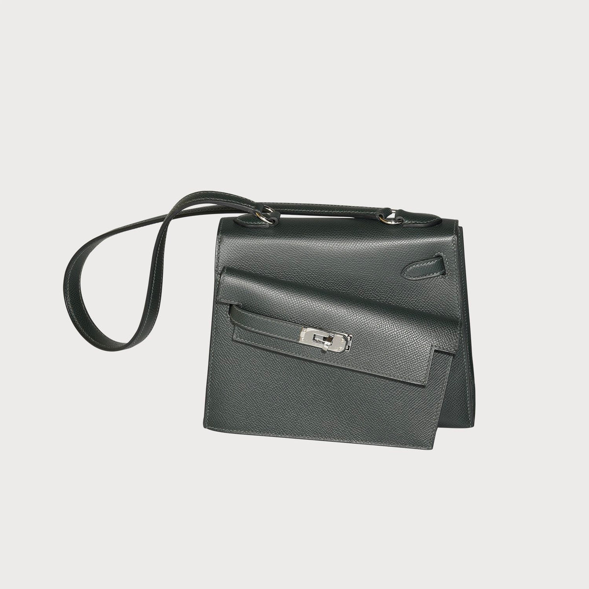 Hermès Mini Kelly 20 En Desordre In Vert Fonce With Palladium Hardware In Epsom Leather - view 6