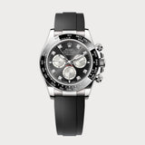 Daytona In White Gold With Black Rhodium Diamond Dial On Oysterflex
