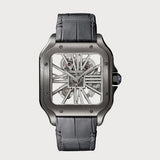 Santos Skeleton Adlc Coated On Stainless Steel With A Leather Strap