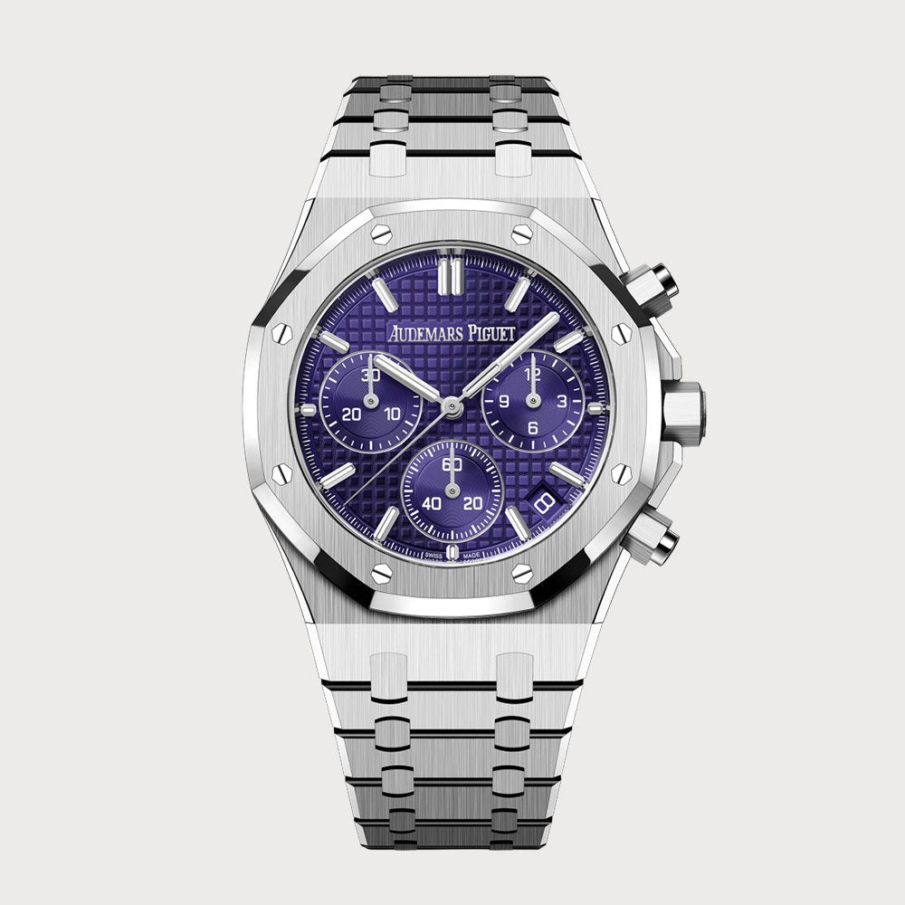 Audemars Piguet Royal Oak 41 Chronograph In White Gold With A Purple Dial