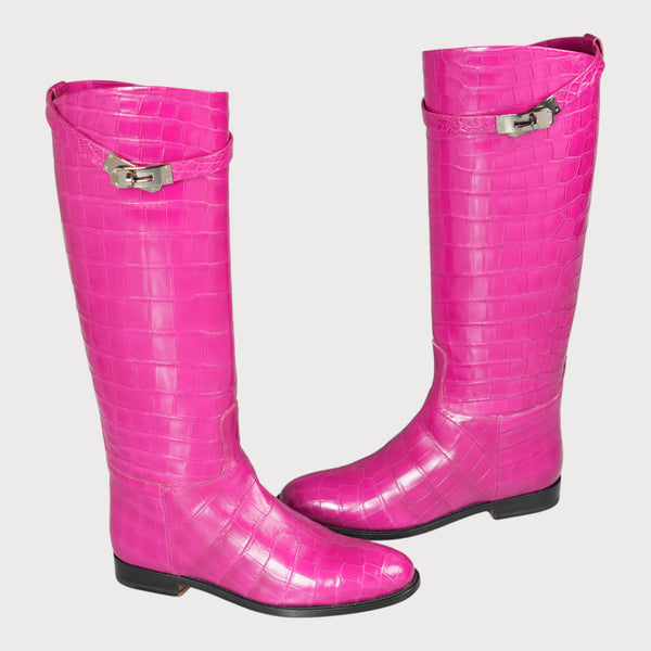 Hermès Jumping Croco Nilo Mirage In Rose Sheherazad Phw 38,5