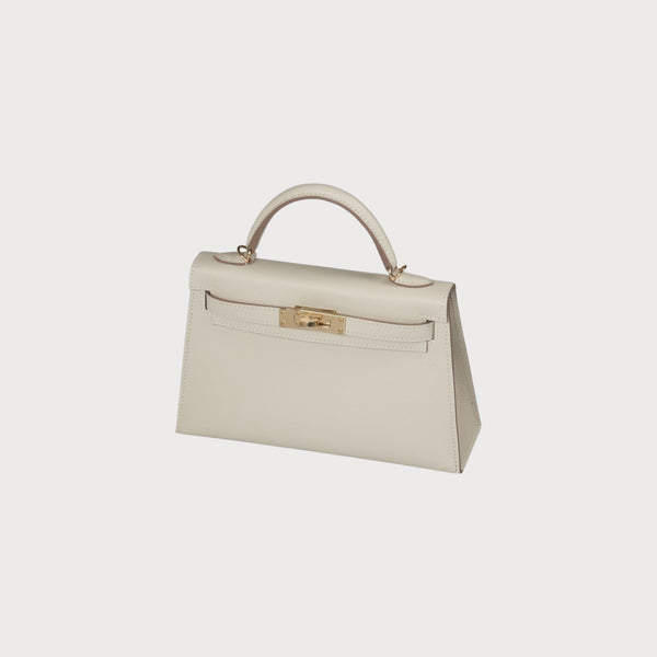 Hermès Mini Kelly 20 Craie Permabrass Epsom With Two Straps