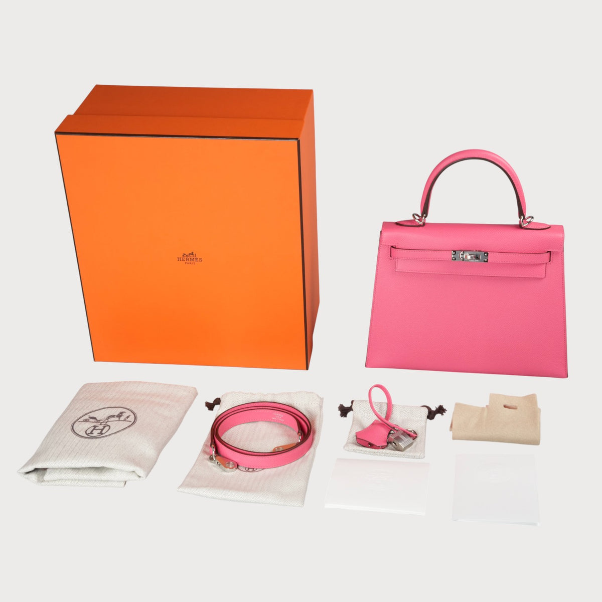 Hermès Kelly 25 Rose Azalee Phw Epsom - view 8